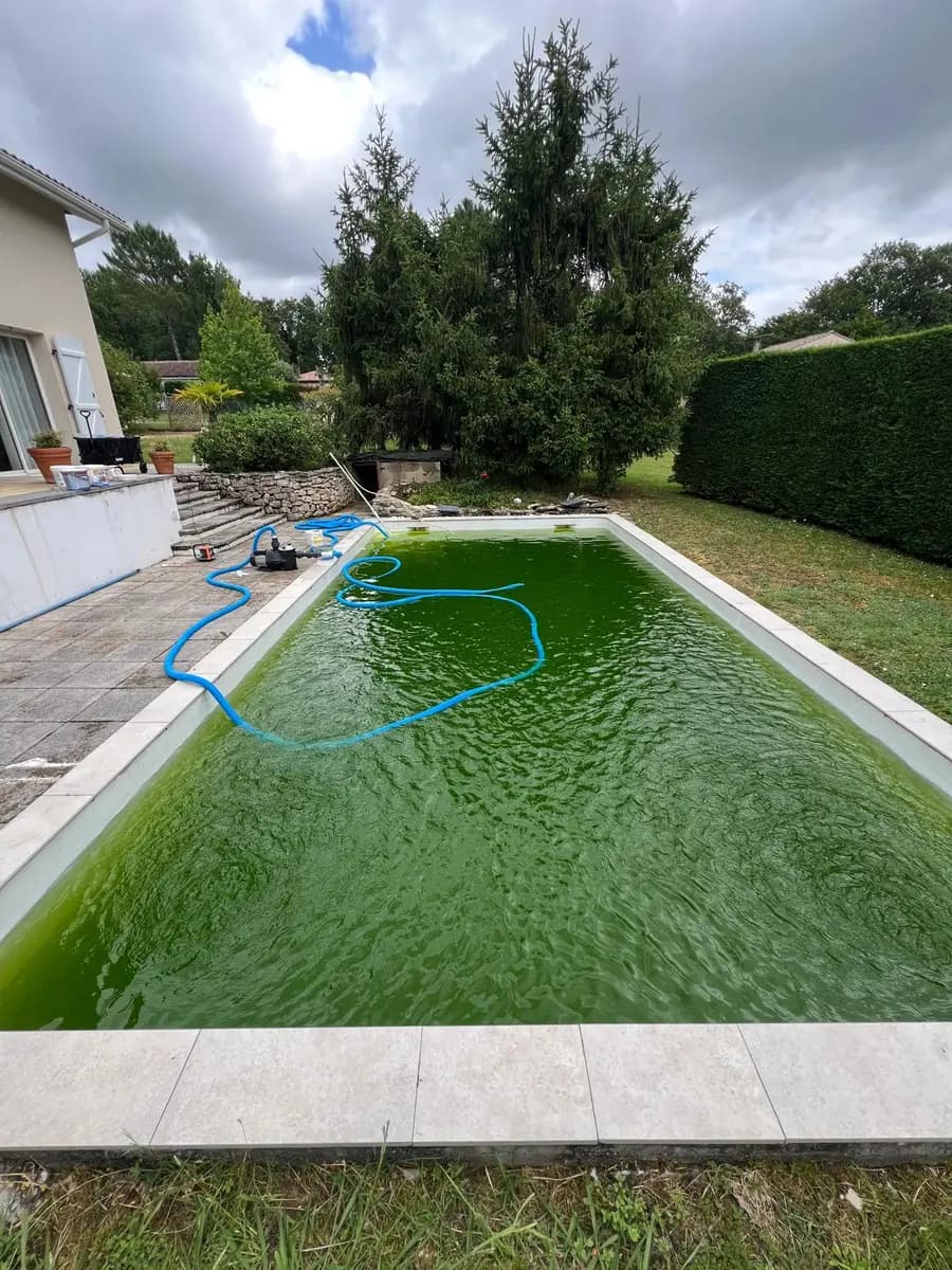 Piscine à eau verte sombre malgré l'ajout de chlore — pH trop élevé neutralisant le désinfectant
